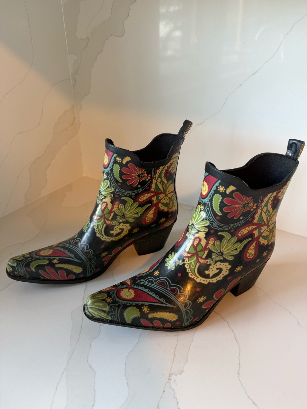 Rugged Outback Paisley Rubber Western Rain Boots Size 8 - 8.5 - Picture 2 of 6